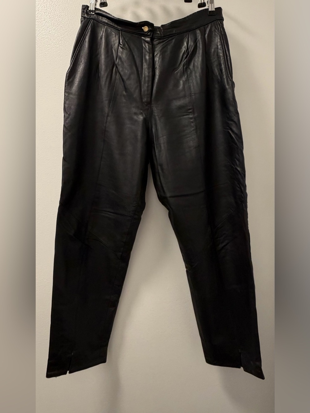 Vintage and Unique Margaret Godfrey Black Leather High Rise Pants Sz 12